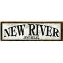 New River Just Relax Black & White Sign | Wall Art Print on Real Wood