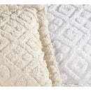 Full size Diamond Pattern Cotton Chenille Bedspread in White