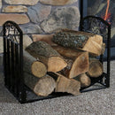 Black Metal Indoor Outdoor 2-Ft Firewood Holder Log Rack