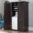 Armoire with Drop Leaf Computer Desk Craft Table in Dark Brown Wood Finish