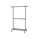 Modern Industrial Style Black Powder Coated Garment Rack with Bottom Hanging Rod