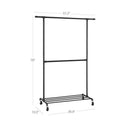 Modern Industrial Style Black Powder Coated Garment Rack with Bottom Hanging Rod