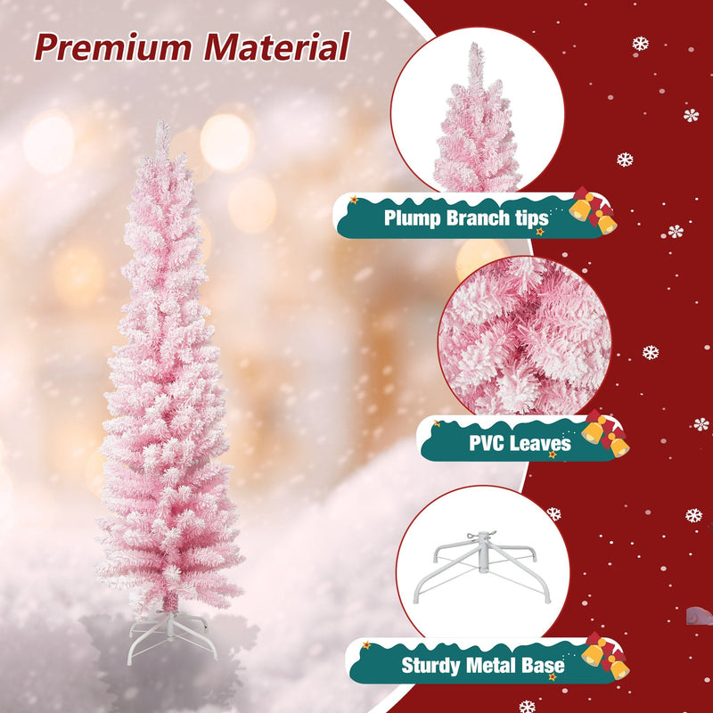 5ft Pink Christmas Tree Artificial Xmas Tree with 250 Branch Tips and Metal Frame