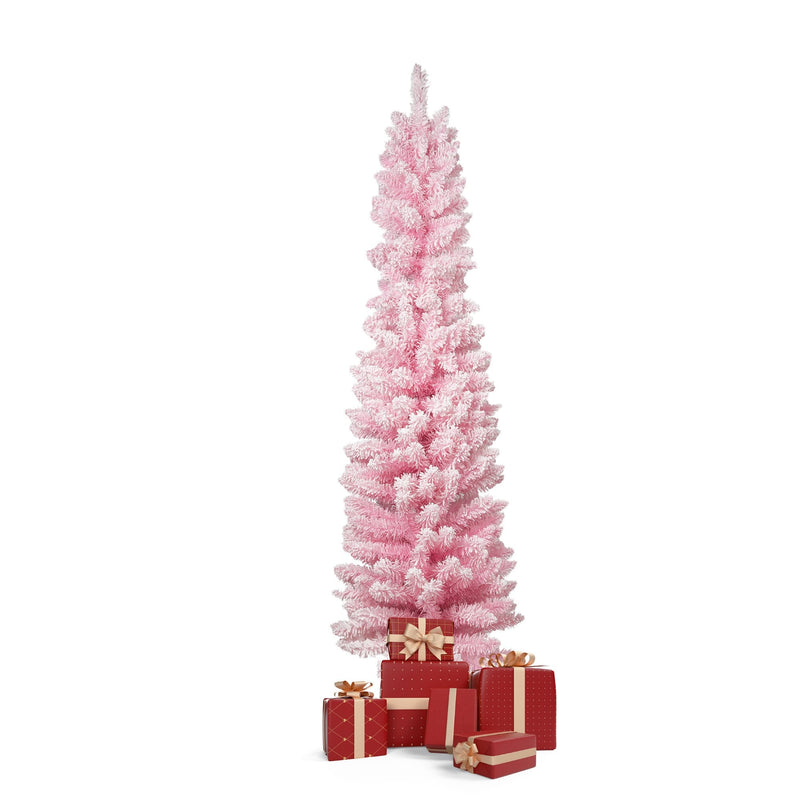 6ft Pink Christmas Tree Artificial Xmas Tree with 320 Branch Tips and Metal Frame