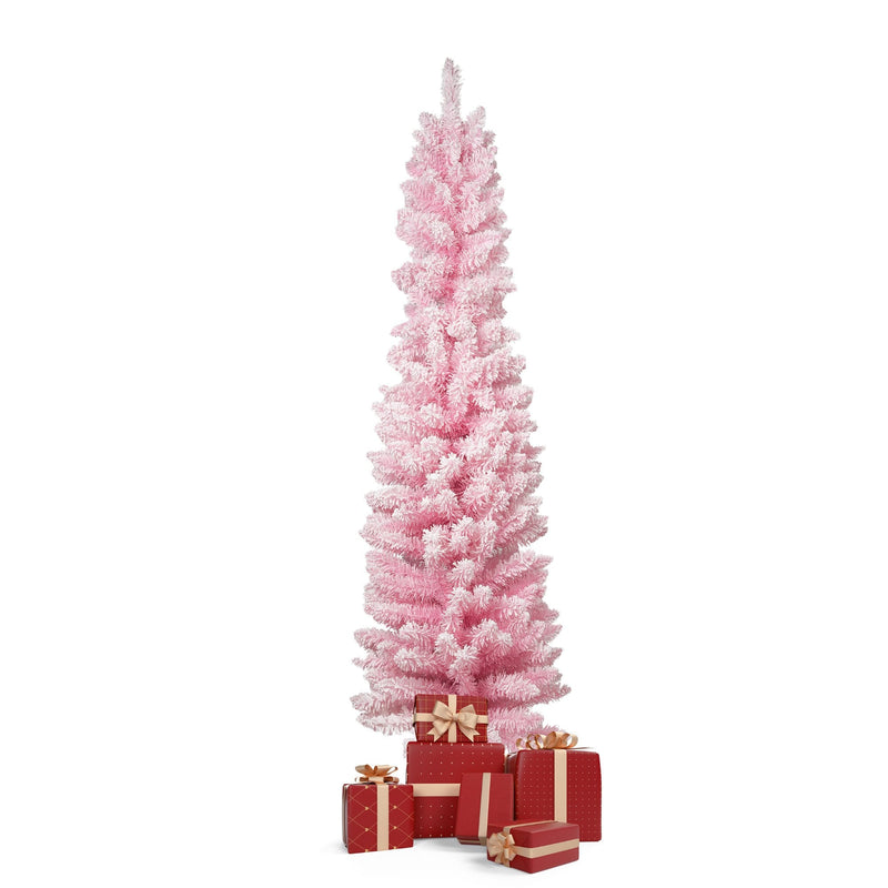 6.9ft Pink Christmas Tree Artificial Xmas Tree with 450 Branch Tips, Metal Frame