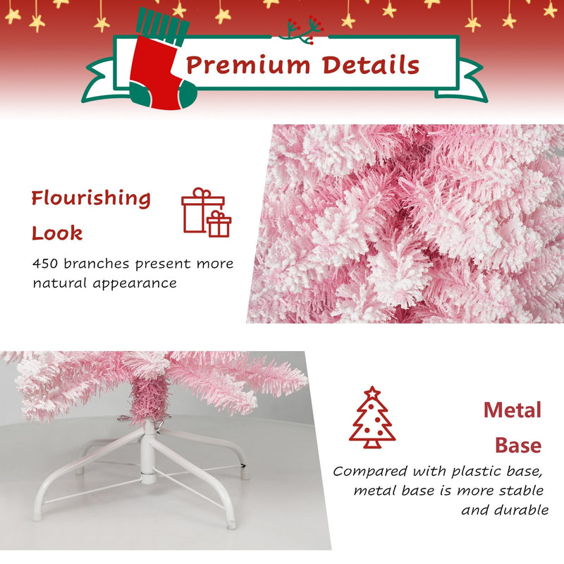 6.9ft Pink Christmas Tree Artificial Xmas Tree with 450 Branch Tips, Metal Frame