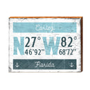 Cortez, Florida Coordinates Wooden Sign | Wall Art Print on Real Wood