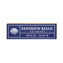 Rehoboth Beach, Delaware Wooden Navy Welcome Sign w/ Shell | Wall Art Print on Real Wood