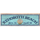 Rehoboth Beach Shell Blue Latitude Longitude | Wall Art Print on Real Wood