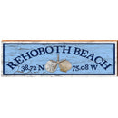 Rehoboth Beach Triple Shells Blue Latitude Longitude | Wall Art Print on Real Wood