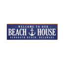 Rehoboth Beach, Delaware Beach House Anchor Navy Wooden Sign | Wall Art Print on Real Wood