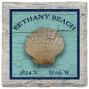 Bethany Beach Shell Blue Latitude Longitude Coaster Set