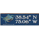 Bethany Beach, DE Blue Crab Navy Latitude Longitude | Wall Art Print on Real Wood