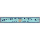 Ocean City Shell Blue Latitude Longitude | Wall Art Print on Real Wood