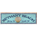 Bethany Beach, Delaware Wooden Sign | Wall Art Print on Real Wood |  Seashell Blue Latitude Longitude Beach House Home Decor Gift