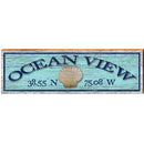 Ocean View Shell Blue Latitude Longitude | Wall Art Print on Real Wood