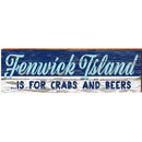 Fenwick Island is for Crabs and Beers Navy | Wall Art Print on Real Wood