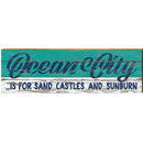 Ocean City is for Sand Castles and Sunburn Teal | Wall Art Print on Real Wood