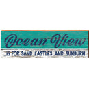 Ocean View is for Sand Castles and Sunburn Teal | Wall Art Print on Real Wood