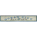 Ocean City Blue Crab White/Blue Latitude Longitude | Wall Art Print on Real Wood