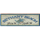 Bethany Beach Blue Crab White/Blue Latitude Longitude | Wall Art Print on Real Wood