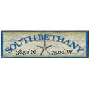 South Bethany Starfish White/Blue Latitude Longitude | Wall Art Print on Real Wood