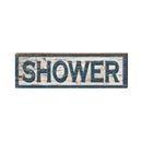 Shower Wooden Sign Navy Blue | Wall Art Print on Real Wood