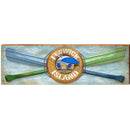 Fenwick Island Life Ring and Oars with Blue Beach Chairs | Wall Art Print on Real Wood