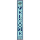Welcome Ocean City Blue Crab Vertical Blue Latitude Longitude | Wall Art Print on Real Wood