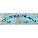 Fenwick Island Shell Blue Latitude Longitude | Wall Art Print on Real Wood