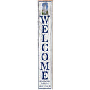 Welcome Fenwick Island Lightouse White Vertical Latitude Longitude | Wall Art Print on Real Wood