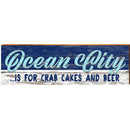 Ocean City is for Crab Cakes and Beer Navy | Wall Art Print on Real Wood