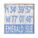 Emerald Isle Blue/White Latitude Longitude | Real Wood Art Print