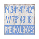 Pine Knoll Shores Blue/White Latitude Longitude | Real Wood Art Print