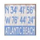 Atlantic Beach Blue/White Latitude Longitude | Real Wood Art Print