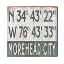 Morehead City Green/White Latitude Longitude | Real Wood Art Print
