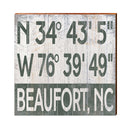 Beaufort, NC Green/White Latitude Longitude | Real Wood Art Print