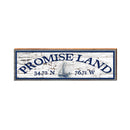 Promise Land Sailboat White Shabby Latitude Longitude | Real Wood Art Print