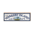 Harkers Island Shrimp Boat White Shabby Latitude Longitude | Real Wood Art Print