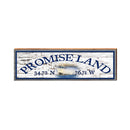 Promise Land Speed Boat White Shabby Latitude Longitude | Real Wood Art Print
