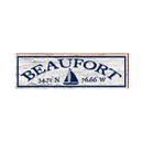 Beaufort Sailboat White Latitude Longitude | Real Wood Art Print