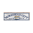 Morehead City Speed Boat White Latitude Longitude | Real Wood Art Print