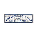 Promise Land Marlin White Shabby Latitude Longitude | Real Wood Art Print