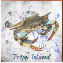 Fripp Island Watercolor Crab Wood Sign | Home Decor Wall Art Print on Real Wood