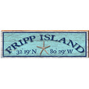 Fripp Island Starfish Blue Latitude Longitude | Wall Art Print on Real Wood