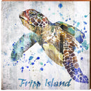 Fripp Island Watercolor Sea Turtle  | Wall Art Print on Real Wood