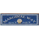 Marginal Way Shell Navy Latitude Longitude | Wall Art Print on Real Wood