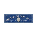 Ogunquit, Maine Sand Dollar Navy Latitude Longitude Sign | Wall Art Print on Real Wood