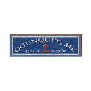 Ogunquit, Maine Navy Latitude Longitude Sign | Wall Art Print on Real Wood