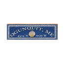 Ogunquit, Maine Navy Latitude Longitude Sign | Wall Art Print on Real Wood